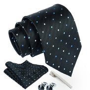 Axlon Tie for Men – Striped Silk Neck Ties Set with Cufflinks Flower Pin, Pocket Square & Black Gift Box, Combo Necktie Sets for Office Wear, Formal Suits & Weddings (0, TPbpolkapn)