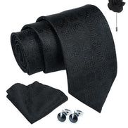 Axlon Tie for Men – Geometric Silk Neck Ties Set with Cufflinks Flower Pin, Pocket Square & Black Gift Box, Combo Necktie Sets for Office Wear, Formal Suits & Weddings (0, G2pn)