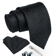 Axlon Tie for Men – Geometric Silk Neck Ties Set with Cufflinks Flower Pin, Pocket Square & Black Gift Box, Combo Necktie Sets for Office Wear, Formal Suits & Weddings (0, TPG2pn)
