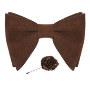 Axlon Premium Suede Fabric Butterfly Oversize Bow Tie Pre Tied Bowtie For Men With Flower Brooch Pin (Free Size)