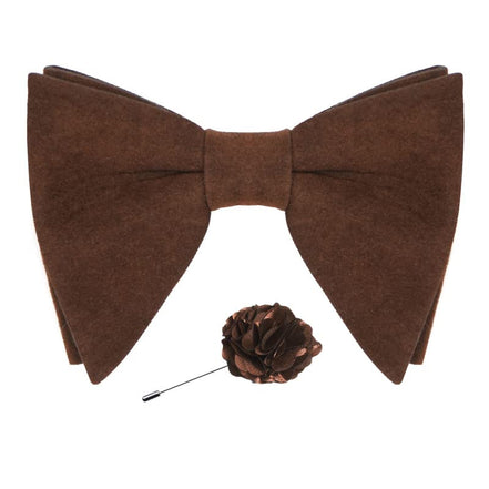 Axlon Premium Suede Fabric Butterfly Oversize Bow Tie Pre Tied Bowtie For Men With Flower Brooch Pin (Free Size)