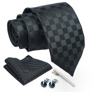 Axlon Tie for Men – Paisley Silk Neck Ties Set with Cufflinks Flower Pin, Pocket Square & Black Gift Box, Combo Necktie Sets for Office Wear, Formal Suits & Weddings (0, TPCheckpn)