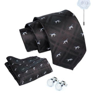 Axlon Tie for Men – Micro Silk Neck Ties Set with Cufflinks Flower Pin, Pocket Square & Black Gift Box, Combo Necktie Sets for Office Wear, Formal Suits & Weddings (0, anmlpn)