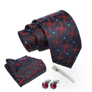 Axlon Tie for Men – Geometric Silk Neck Ties Set with Cufflinks Flower Pin, Pocket Square & Black Gift Box, Combo Necktie Sets for Office Wear, Formal Suits & Weddings (0, TP3dpn)