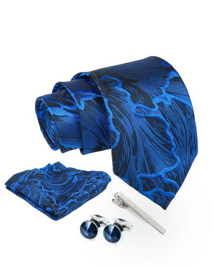 Axlon Tie for Men – Checkered Silk Neck Ties Set with Cufflinks Flower Pin, Pocket Square & Black Gift Box, Combo Necktie Sets for Office Wear, Formal Suits & Weddings (0, TPBflowerpn)