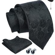 Axlon Tie for Men – Micro Silk Neck Ties Set with Cufflinks Flower Pin, Pocket Square & Black Gift Box, Combo Necktie Sets for Office Wear, Formal Suits & Weddings (0, Mflowerpn)