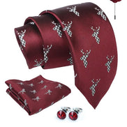 Axlon Tie for Men – Micro Silk Neck Ties Set with Cufflinks Flower Pin, Pocket Square & Black Gift Box, Combo Necktie Sets for Office Wear, Formal Suits & Weddings (0, anmlpn)