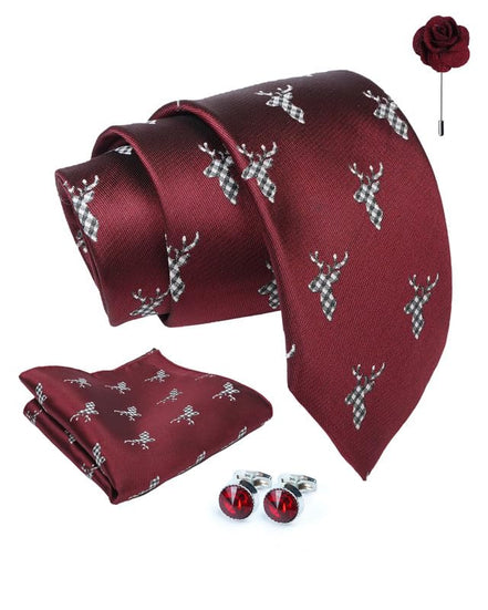 Axlon Tie for Men – Micro Silk Neck Ties Set with Cufflinks Flower Pin, Pocket Square & Black Gift Box, Combo Necktie Sets for Office Wear, Formal Suits & Weddings (0, anmlpn)