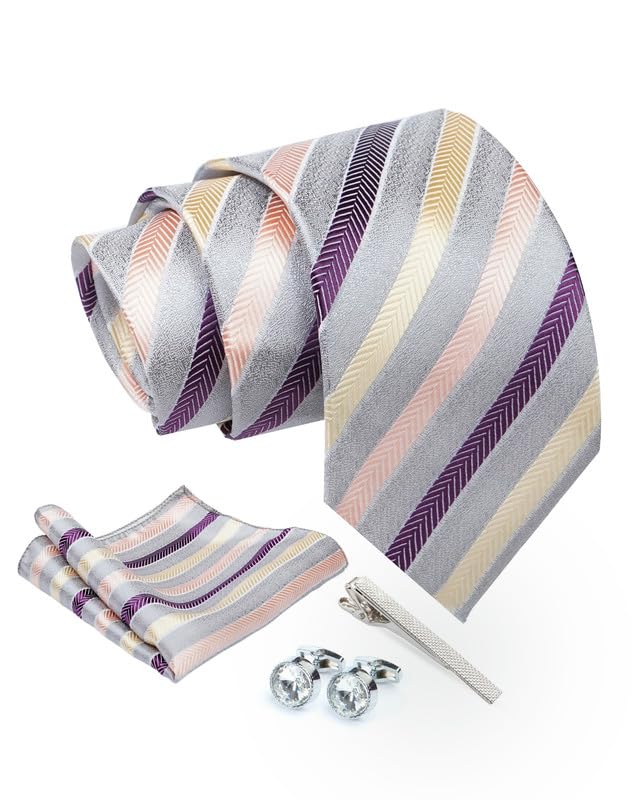 Axlon Tie for Men – Micro Silk Neck Ties Set with Cufflinks Flower Pin, Pocket Square & Black Gift Box, Combo Necktie Sets for Office Wear, Formal Suits & Weddings (0, TPst7pn)