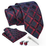 Axlon Tie for Men – Paisley Silk Neck Ties Set with Cufflinks Flower Pin, Pocket Square & Black Gift Box, Combo Necktie Sets for Office Wear, Formal Suits & Weddings (0, TPCheckpn)