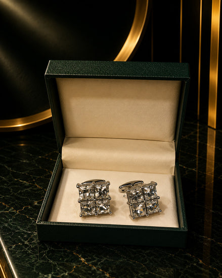Axlon premium men's metal cufflink set with polished finish for formal shirts, business suits, weddings, parties, and special occasions.