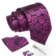 Axlon Tie for Men – Dotted Silk Neck Ties Set with Cufflinks Flower Pin, Pocket Square & Black Gift Box, Combo Necktie Sets for Office Wear, Formal Suits & Weddings (0, TPSTONEpn)