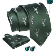 Axlon Tie for Men – Micro Silk Neck Ties Set with Cufflinks Flower Pin, Pocket Square & Black Gift Box, Combo Necktie Sets for Office Wear, Formal Suits & Weddings (0, anmlpn)