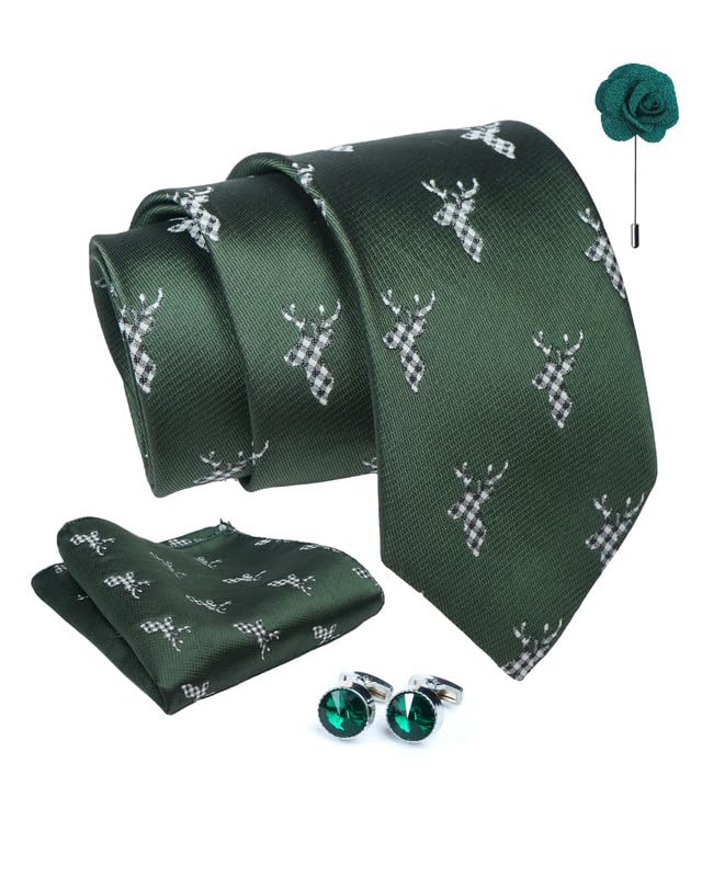 Axlon Tie for Men – Micro Silk Neck Ties Set with Cufflinks Flower Pin, Pocket Square & Black Gift Box, Combo Necktie Sets for Office Wear, Formal Suits & Weddings (0, anmlpn)