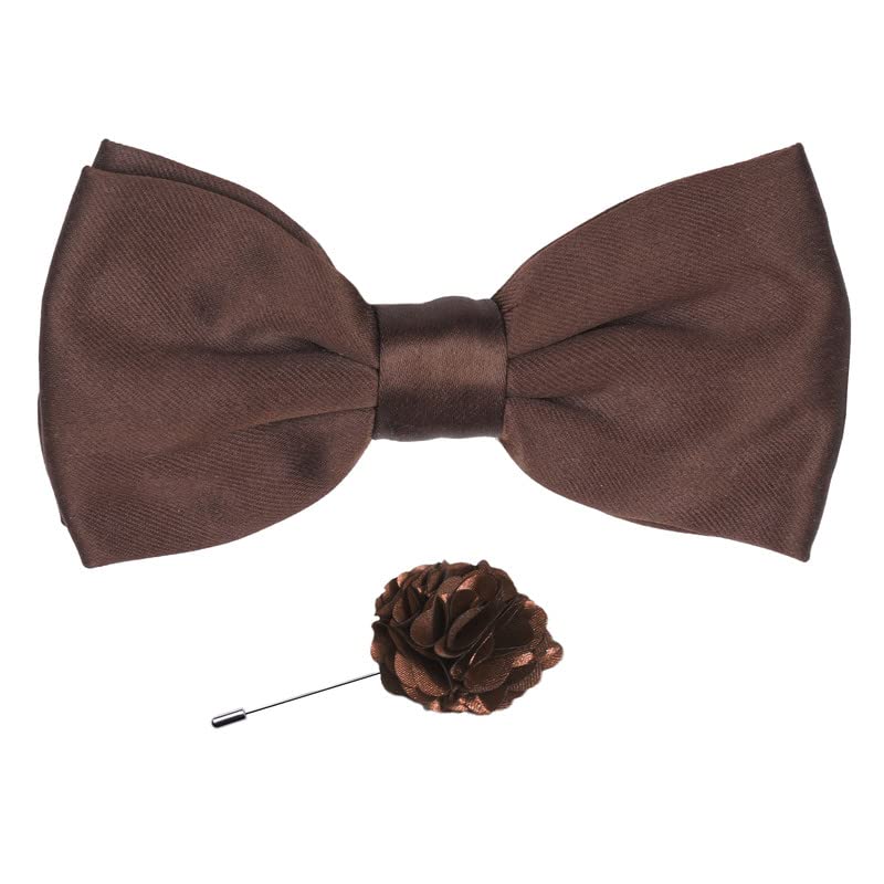Axlon Premium Micro Fabric Bow Tie Pre Tied Bowtie For Men With Flower Brooch Pin (Free Size)