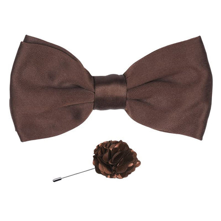 Axlon Premium Micro Fabric Bow Tie Pre Tied Bowtie For Men With Flower Brooch Pin (Free Size)