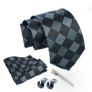 Axlon Tie for Men – Paisley Silk Neck Ties Set with Cufflinks Flower Pin, Pocket Square & Black Gift Box, Combo Necktie Sets for Office Wear, Formal Suits & Weddings (0, TPCheckpn)