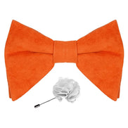 Axlon Premium Suede Fabric Butterfly Oversize Bow Tie Pre Tied Bowtie For Men With Flower Brooch Pin (Free Size)