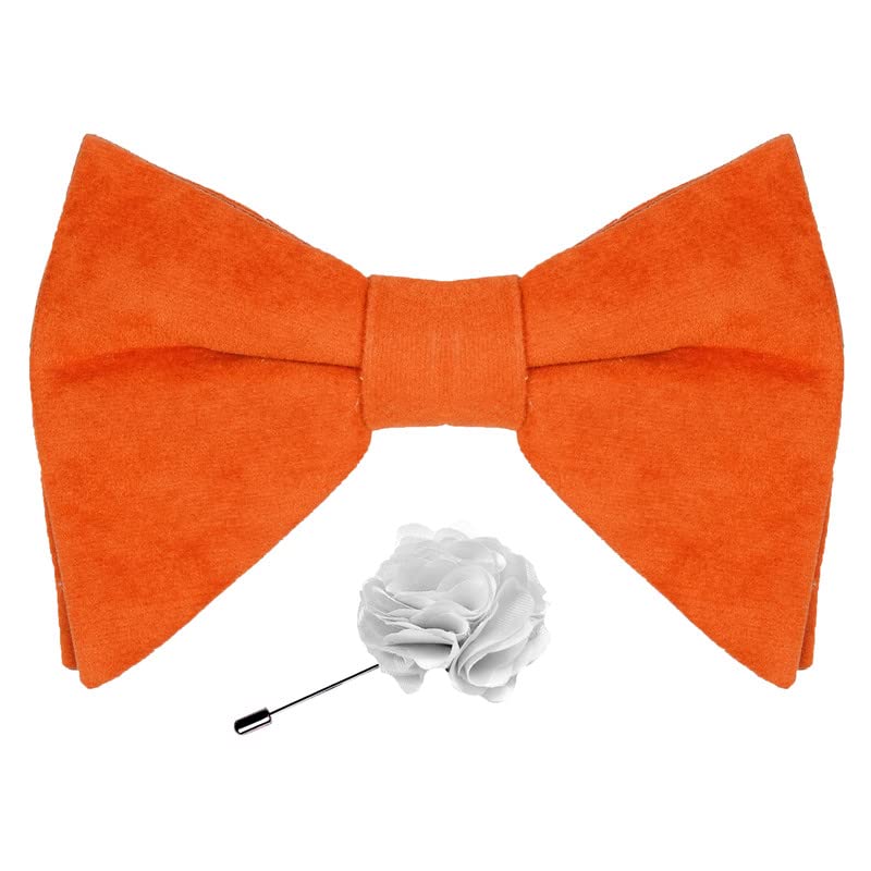 Axlon Premium Suede Fabric Butterfly Oversize Bow Tie Pre Tied Bowtie For Men With Flower Brooch Pin (Free Size)