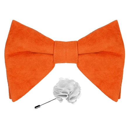 Axlon Premium Suede Fabric Butterfly Oversize Bow Tie Pre Tied Bowtie For Men With Flower Brooch Pin (Free Size)