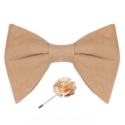 Axlon Premium Suede Fabric Butterfly Oversize Bow Tie Pre Tied Bowtie For Men With Flower Brooch Pin (Free Size)