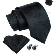 Axlon Tie for Men – Paisley Silk Neck Ties Set with Cufflinks Flower Pin, Pocket Square & Black Gift Box, Combo Necktie Sets for Office Wear, Formal Suits & Weddings (0, PSMpn)
