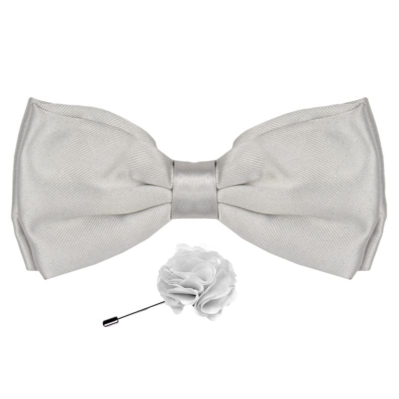 Axlon Premium Micro Fabric Bow Tie Pre Tied Bowtie For Men With Flower Brooch Pin (Free Size)