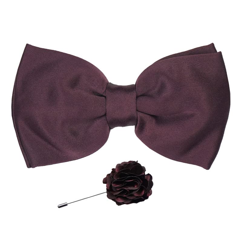 Axlon Premium Micro Fabric Bow Tie Pre Tied Bowtie For Men With Flower Brooch Pin (Free Size)