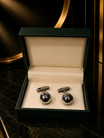 Axlon premium men's metal cufflink set with polished finish for formal shirts, business suits, weddings, parties, and special occasions.