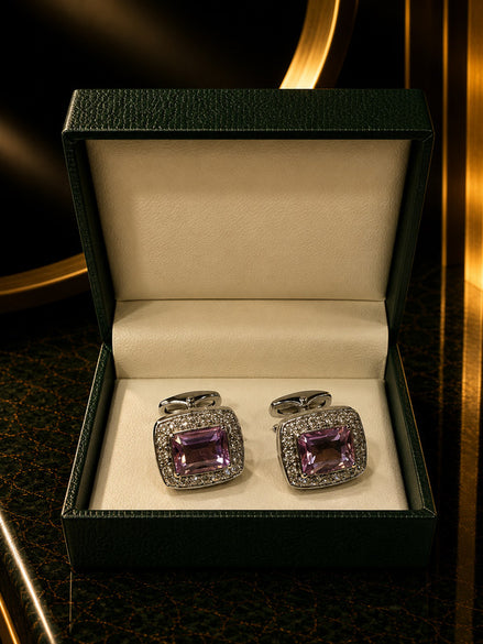 Axlon premium men's metal cufflink set with polished finish for formal shirts, business suits, weddings, parties, and special occasions.