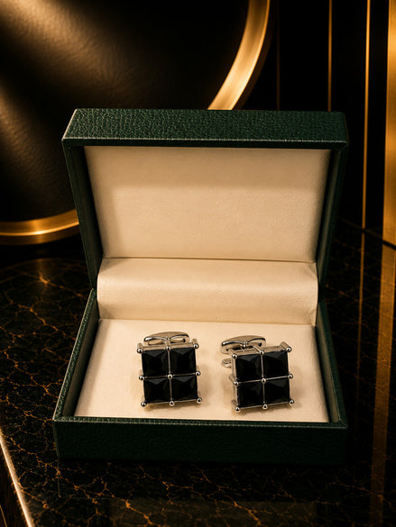 Axlon premium men's metal cufflink set with polished finish for formal shirts, business suits, weddings, parties, and special occasions.
