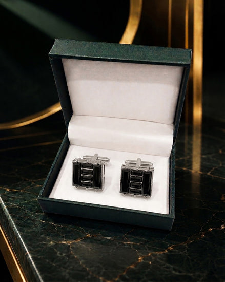 Axlon premium men's metal cufflink set with polished finish for formal shirts, business suits, weddings, parties, and special occasions.