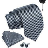 Axlon Tie for Men – Floral Silk Neck Ties Set with Cufflinks Flower Pin, Pocket Square & Black Gift Box, Combo Necktie Sets for Office Wear, Formal Suits & Weddings (0, Bdotpn)