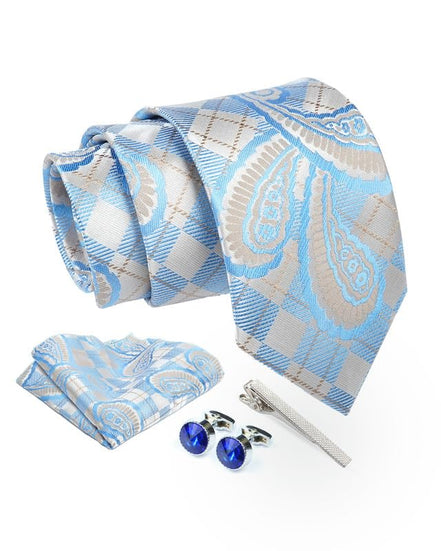 Axlon Tie for Men – Geometric Silk Neck Ties Set with Cufflinks Flower Pin, Pocket Square & Black Gift Box, Combo Necktie Sets for Office Wear, Formal Suits & Weddings (0, TPCpspn)