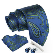 Axlon Tie for Men – Geometric Silk Neck Ties Set with Cufflinks Flower Pin, Pocket Square & Black Gift Box, Combo Necktie Sets for Office Wear, Formal Suits & Weddings (0, TPBpspn)