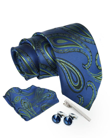 Axlon Tie for Men – Geometric Silk Neck Ties Set with Cufflinks Flower Pin, Pocket Square & Black Gift Box, Combo Necktie Sets for Office Wear, Formal Suits & Weddings (0, TPBpspn)