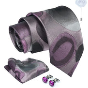 Axlon Tie for Men – Geometric Silk Neck Ties Set with Cufflinks Flower Pin, Pocket Square & Black Gift Box, Combo Necktie Sets for Office Wear, Formal Suits & Weddings (0, GApn)