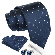 Axlon Tie for Men – Striped Silk Neck Ties Set with Cufflinks Flower Pin, Pocket Square & Black Gift Box, Combo Necktie Sets for Office Wear, Formal Suits & Weddings (0, TPbpolkapn)