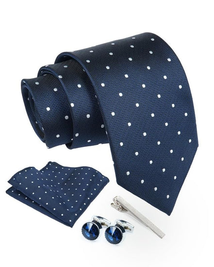 Axlon Tie for Men – Striped Silk Neck Ties Set with Cufflinks Flower Pin, Pocket Square & Black Gift Box, Combo Necktie Sets for Office Wear, Formal Suits & Weddings (0, TPbpolkapn)