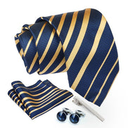 Axlon Tie for Men – Micro Silk Neck Ties Set with Cufflinks Flower Pin, Pocket Square & Black Gift Box, Combo Necktie Sets for Office Wear, Formal Suits & Weddings (0, TPst7pn)