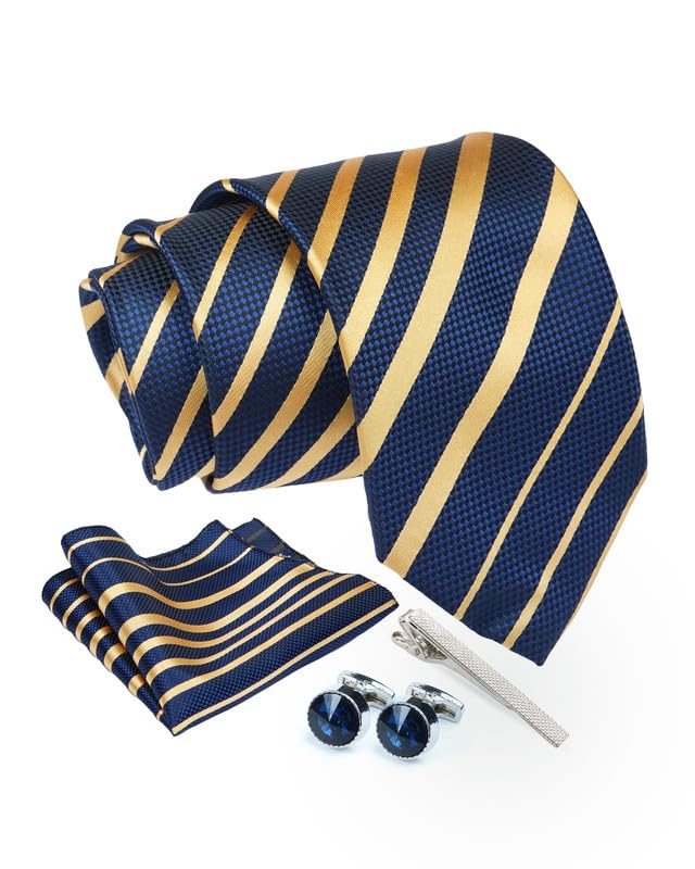 Axlon Tie for Men – Micro Silk Neck Ties Set with Cufflinks Flower Pin, Pocket Square & Black Gift Box, Combo Necktie Sets for Office Wear, Formal Suits & Weddings (0, TPst7pn)