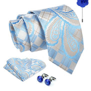 Axlon Tie for Men – Dotted Silk Neck Ties Set with Cufflinks Flower Pin, Pocket Square & Black Gift Box, Combo Necktie Sets for Office Wear, Formal Suits & Weddings (0, Cpspn)