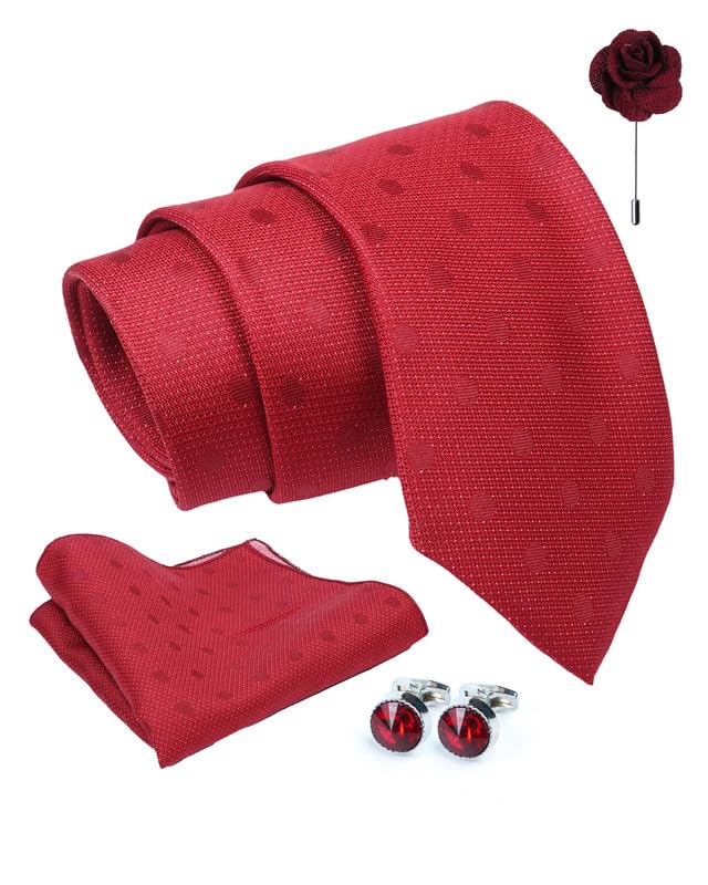 Axlon Tie for Men – Paisley Silk Neck Ties Set with Cufflinks Flower Pin, Pocket Square & Black Gift Box, Combo Necktie Sets for Office Wear, Formal Suits & Weddings (0, PSMpn)