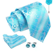 Axlon Tie for Men – Geometric Silk Neck Ties Set with Cufflinks Flower Pin, Pocket Square & Black Gift Box, Combo Necktie Sets for Office Wear, Formal Suits & Weddings (0, GDpn)
