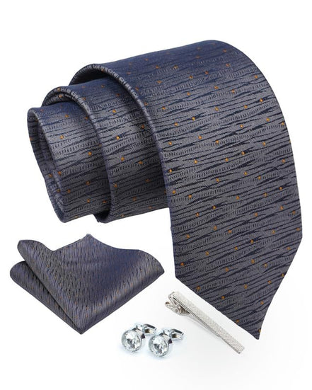 Axlon Tie for Men – Geometric Silk Neck Ties Set with Cufflinks Flower Pin, Pocket Square & Black Gift Box, Combo Necktie Sets for Office Wear, Formal Suits & Weddings (0, TPGApn)