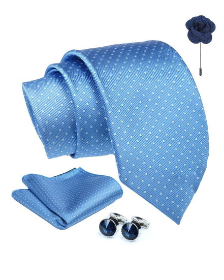 Axlon Tie for Men – Paisley Silk Neck Ties Set with Cufflinks Flower Pin, Pocket Square & Black Gift Box, Combo Necktie Sets for Office Wear, Formal Suits & Weddings (0, Polkapn)