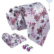 Axlon Tie for Men – Micro Silk Neck Ties Set with Cufflinks Flower Pin, Pocket Square & Black Gift Box, Combo Necktie Sets for Office Wear, Formal Suits & Weddings (0, Mflowerpn)