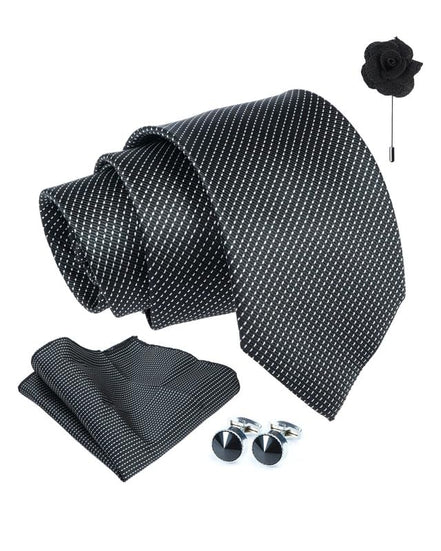 Axlon Tie for Men – Floral Silk Neck Ties Set with Cufflinks Flower Pin, Pocket Square & Black Gift Box, Combo Necktie Sets for Office Wear, Formal Suits & Weddings (0, Bdotpn)