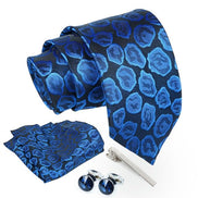 Axlon Tie for Men – Dotted Silk Neck Ties Set with Cufflinks Flower Pin, Pocket Square & Black Gift Box, Combo Necktie Sets for Office Wear, Formal Suits & Weddings (0, TPSTONEpn)