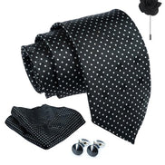Axlon Tie for Men – Paisley Silk Neck Ties Set with Cufflinks Flower Pin, Pocket Square & Black Gift Box, Combo Necktie Sets for Office Wear, Formal Suits & Weddings (0, Polkapn)
